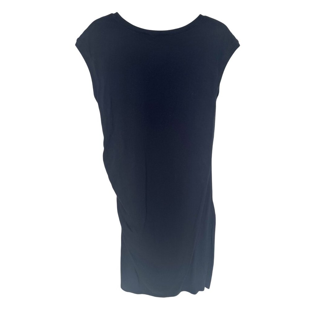 Athleta Black Ruched Side Cap Sleeve Dress Size L Soft Stretch - Picture 2 of 9